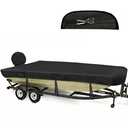 YimSting Jon Boat Cover 14-16 ft, 1200D Heavy Duty Waterproof Jon Boat Cover 14 ft 15 ft 16 ft with Ratchet Tightening System & 11 Adjustable Windproof Straps & Motor Cover, Black