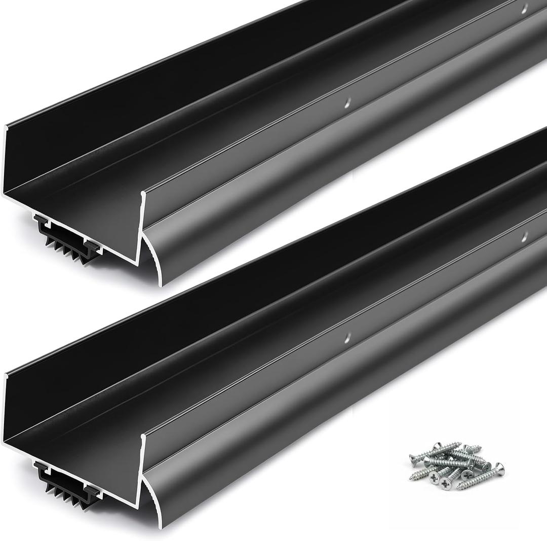 2Pcs 48" × 2-1/4" Aluminum U-Shaped Door Bottom Drip Cap Seal Waterproof