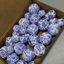 30 Pcs Chinoiserie Porcelain Ornaments for Christmas Tree White and Blue Porcelain Balls Ornaments 2.4 Inches Ceramic Hanging Balls Xmas Orbs with Ribbon for Home Decorations
