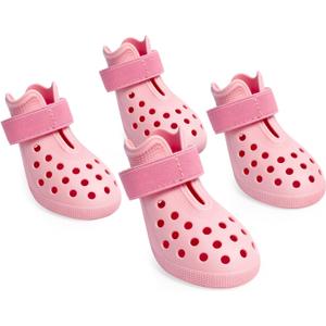 Dog Shoes for Hot Pavement - Comfortable Paw Protection for Medium & Large Dogs, Adjustable Strap & Non-Slip, Easy-Clean, Outdoor Sports Boots, Dog Booties for Summer Rain (Pink, M)