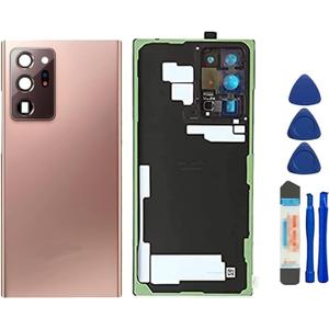 Note 20 Ultra Back Glass Replacement Rear Glass for Samsung Galaxy Note 20 Ultra 5G All Carriers Back Cover Housing Door with Camera Lens Parts and Tools(Mystic Bronze) (Gold)
