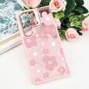 casesszoone for Samsung Galaxy S25 Ultra Flower Case with Kickstand, Compatible with MagSafe, Built-in Camera Ring Stand, Magnetic Translucent Matte Frosted Slim Cover for Girls Women, Pink Floral