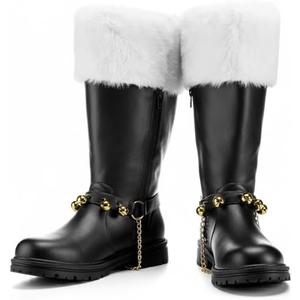 Halfchet Christmas Santa Claus Boots for Men Wide Cuffs Santa Combat Boots Xmas Costume Accessory 11