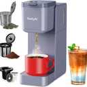 Single Serve Coffee Maker for K Cup, Ground and Tea, Hot and Iced Coffee Machines with Bold Setting, 6 to 16 Oz Brew Sizes, Compact for Small Spaces, Gray (2.0 Version)