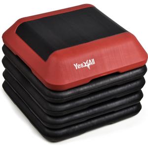Yes4All 16"x16" Adjustable High Step Aerobic Platform with 4 Risers, Height-Adjustable 4"-6''-8''-10''-12" Step Aerobics Platform for Home Gym Exercise Fitness Workout (C. Red/Black)