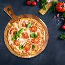 21"x16" XL Extra Large Acacia Wood Cutting Board with Handle Round Wooden Charcuterie Boards Meat Chopping Board Bread Serving Cheese Platter Big Pizza Cutting Boards for Kitchen Carving Butcher Board