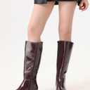 Shoe'N Tale Women's Knee High Boots Chunky Low Heel Pointed Toe Winter Shoes with Side Zipper (7.5)