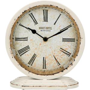 NIKKY HOME Vintage Table Clock, Large Metal White Table Clocks Retro Non-Ticking Desk Clock Antique Desk Clocks for Bedroom Living Room for Decor