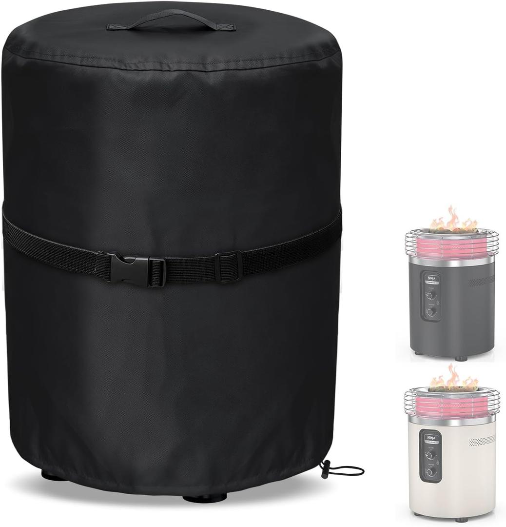 Fire Pit Covers for Ninja Fireside 360 Outdoor Heater & Fire Pit, 600D Waterproof Oxford cloth Weather-resistant PU Backing with UV Protection, Ninja Fireside360 All-Season Protective Cover, Black