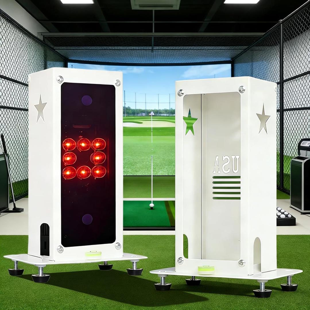 Protective Shield for Square Golf Launch Monitor with Leveling,Metal Golf Launch Monitor Case, Protects Against Collisions and Ventilation Design,Indoor/Outdoor Use,for Golf Lovers (White)