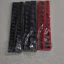 6-piece Magnetic Socket Organizer Set, Metric & SAE Drive Socket Holder, Includes 1/4", 3/8", 1/2", Holds 143 Pieces Magnetic Trays Red Black