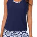 Aleumdr Womens Athletic 3 Piece Tankini Swimsuits with Shorts Swim Tank Tops with Sports Bra and Boyshorts Bathing Suits (Large, Blue)