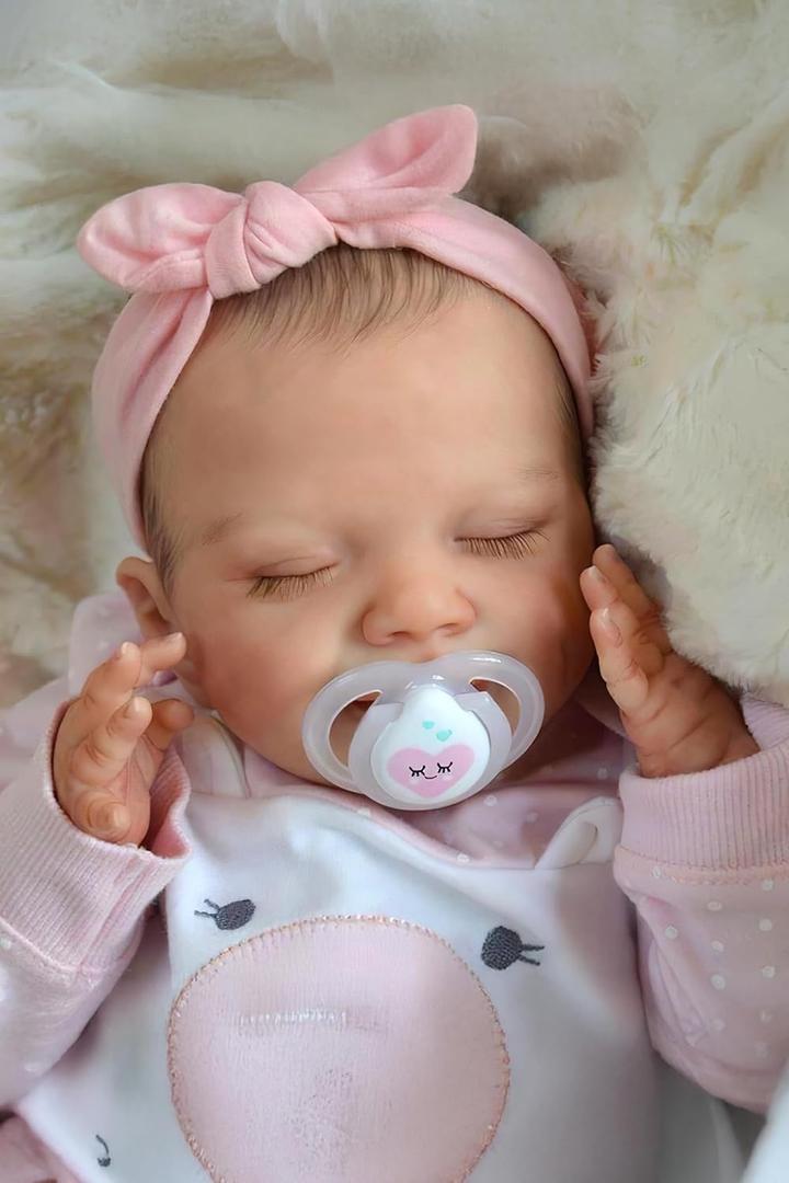 BABESIDE Silicone Baby Doll - 20-Inch Lifelike Reborn Baby Dolls Sweet Smile Realistic-Newborn Real Life Sleeping Girl with Toy Accessories Gift Set for Kids