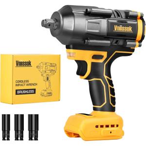 Cordless Impact Wrench 1/2 inch for Dewalt 20V Battery, 1000/1200N.m Impact Driver High Torque Brushless Electric Impact Gun Includes LED Work Light Variable Speeds for Car/Truck RV/Mower