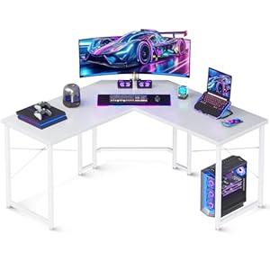 Amazon.com: Casaottima 51 Inch L Shaped Gaming Desk, Corner Table Sturdy Workstation for Home Office, Writing, Gaming, Computer Desk for Small Space, Easy Assembly, Rustic Brown : Home & Kitchen