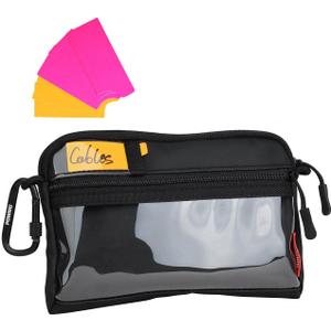 Video Accessories Organizer Pouch with Clear Window, 900D PU Utility Bag for Camera Accessories, Cable Storage, Battery Case, Small Tool Bag with Carabiner & ID Labels, for Travel Filming
