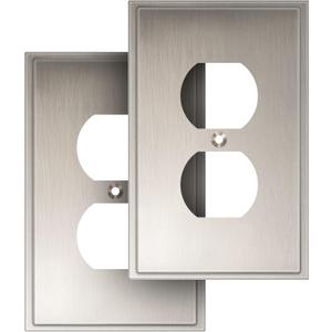 Henne Bery Soft Modern Decorative Wall Plate Switch Plate Outlet Cover (Single Duplex 2PK, Satin Nickel)