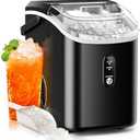 Nugget Ice Maker Countertop, 35.5Lbs/24Hrs Chewable Sonic Ice Machine with Self-Cleaning, Handle, Water Tank, Quiet Operation & Portable Pellet Ice Maker for Home, Office, Kitchen, Bar, Black