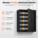 Wensha Lock Key Cabinet with Storage: 131-Keys Steel Wall Mount Key Cabinet Organizer - Large Storage and Secure Combination Lock Box for Office Home Business Black