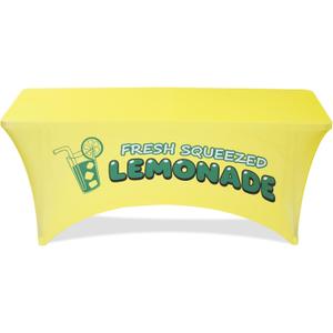 Foxtell Lemonade Stand Tablecloth, 6FT Polyester Stretch Table Cover with Fresh Squeezed Lemonade Print, Waterproof Table Cover for Lemonade Stands, Summer Parties & Farmers Markets