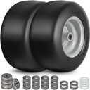 13x6.50-6 Flat Free Tire and Wheel with 3/4" & 5/8" Bearings, 13x6.50-6 Lawn Mower Tires for Zero Turn Mower, Riding Lawn Mower for Commercial Grade Lawn, 4"-7.2" Centered Hub (Gray-2 Pack)