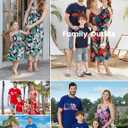 PATPAT Family Matching Outfits Mommy and Me Dresses Hawaiian Tropical Vacation Beach Spaghetti Strap Dress and Shirt