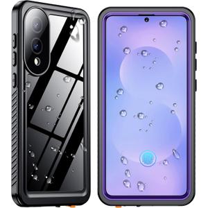 SPIDERCASE for Samsung Galaxy S25 Edge Case Waterproof, Built-in Screen & Camera Lens Protector, [IP68 Underwater][12FT Military Grade Shockproof] Phone Case, Purple/Clear