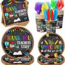 Teacher Appreciation Party Supplies,125Pcs Thank You Party Plates and Napkin We Appreciate All That You Do Tableware Decorations for Teacher Appreciation Week,Teacher Staff Party Decor
