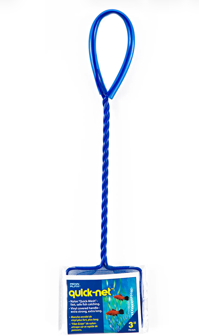 Penn-Plax Quick Net for Fish (4" Net - 10" Handle, Blue)