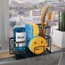 Vanwood Sponge Holder for Kitchen Sink with Self Tray, Sink Caddy Cocina Organzier with Brush Holder, Dish Sponge Caddy for Kitchen Organizers Storage Essentials (Mattle Black, 8.20"3.54"5.50")