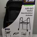 Air-Go Foldable Walker with Seat, Rollator Walkers for Seniors with Airgonomic Grips, Adjustable Height 4'9"-6'7", 300 lb Capacity, Black