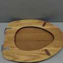 Wood Toilet Seat Round, Wooden Round American Standard Toilet Seat with Durability Metal Chrome Hinges, Natural Wood Veneer Oak Cover