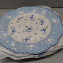 fanquare 10 Inch Porcelain Dinner Plates Set of 4, Lace Dishes Set for Salad, Pasta, Soup, Dessert, Blue Roses