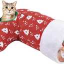 Pawaboo Cat Tunnel Christmas Sock with Bell Balls, Upgraded 2 Way Cat Tunnel Interactive Toy, Pet Xmas Stocking with Crinkle Paper & Strong Spring-Steel Frame for Cat Kitten Kitty, Red Christmas Tree