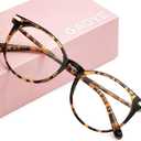 Gaoye Blue Light Blocking Glasses, Retro Round Eyewear Frame Anti Eyestrain Computer Glasses for Women Men (Tea Leopard/Transparent Lens)