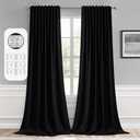 MIULEE Back Tab Blackout Curtains 102 Inch Long 2 Panels Set for Living Room Bedroom, Halloween Black Rod Pocket/Pinch Pleated Thermal Insulated Room Darkening Light Blocking Floor to Ceiling Drapes