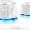 SW102 Computer Speakers, 5Wx2, Deep Bass in Small Body, Stereo 2.0 USB Powered 3.5mm Aux Multimedia Speakers, Built-in Bottom Bass Radiators, PC Laptop Desktop Speakers, White