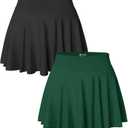 OQQ Women 2 Piece Skirts 2 in 1 Flowy Basic Versatile Stretchy Flared Casual Mini Skirts (XX-Large, Black,darkgreen)