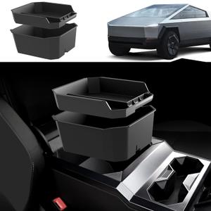 Double Layer Center Console Organizer for Tesla Cybertruck 2024, ABS Console Tray Insert storage box for Cybertruck Accessories(2PCS)
