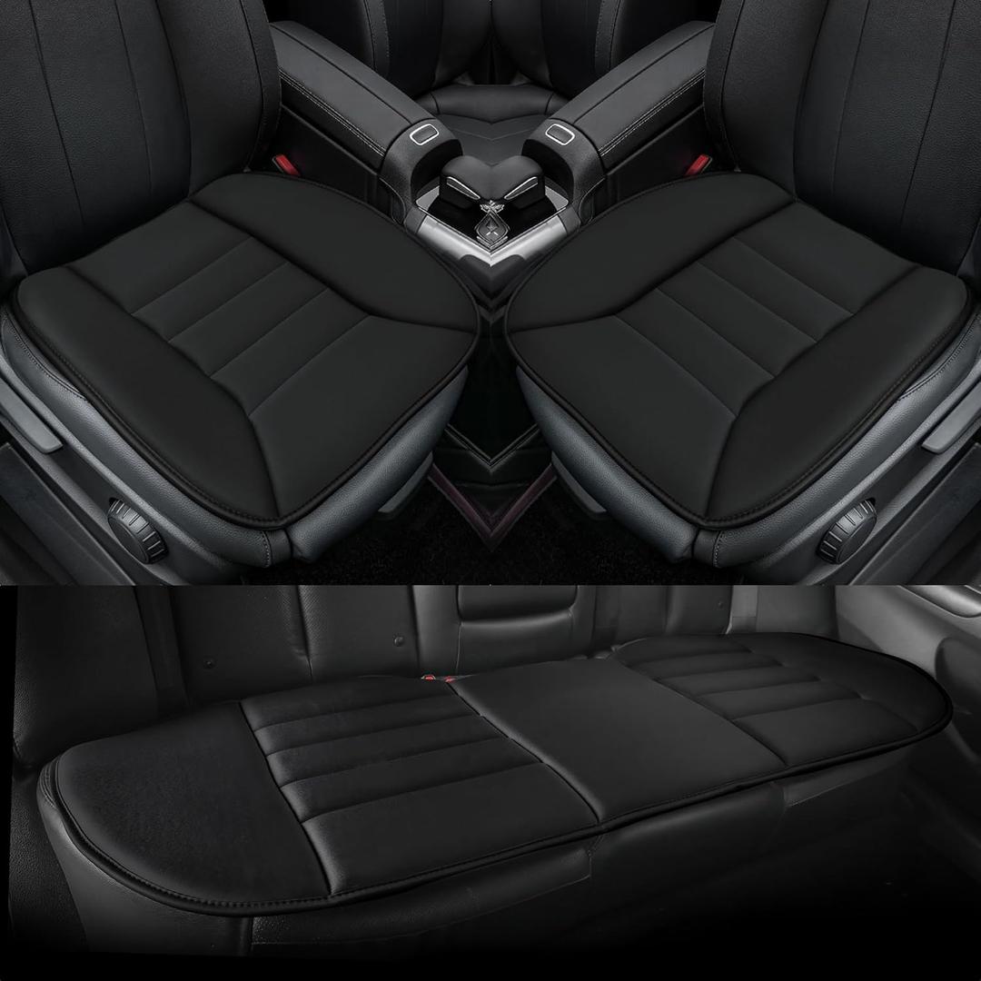 kingphenix 3-Piece Car Seat Cushion Set, 1.2inch Memory Foam Comfort, 2 Front Automotive Seat Cushions + Rear Bench Cushion, Non-Slip Bottom, Fits Sedan SUV Truck Van, Car & Office Chair, Black