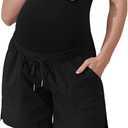 Maacie Maternity Hiking Shorts Quick Dry Waterproof 5" Workout Sports Shorts Outdoor Casual, Black XL