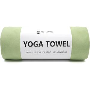Eunzel Hot Yoga Towel Non Slip Yoga Mat Towel Non-Slip Sweat Absorbent Microfiber Towel for Hot Yoga, Pilates and Workout 72" x 26.5", Olive
