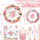175PCS Floral Party Supplies, Mother's Day Paper Plates, Floral Plates and Napkins Sets for Mother's Day, Baby Shower, Wedding, Tea Party, Serves 25 Guest