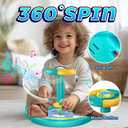 Ocean Sit and Spin Toys for Toddlers 1-3, 360 Rotation Sit n Spin, LED Light & Enlightenment Music, Ideal Christmas, Birthday Gift for Boy/Girl with 3PCS Suction Cup Spinner Toys (Blue)