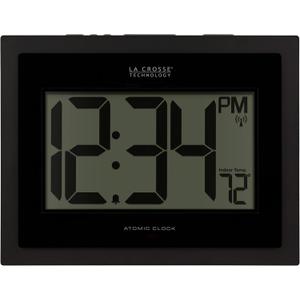 La Crosse Technology 513-54087-INT Atomic Digital Wall Clock with Indoor Temperature (Black)