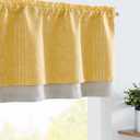 jinchan Geometric Striped Boho Valance Curtains Blackout Double Layer Valance for Windows 18 Inch Farmhouse Window Treatment for Kitchen Living Room Bedroom Rod Pocket 1 Panel Yellow (50"W x 18"L (Pack of 1), Boho Yellow)