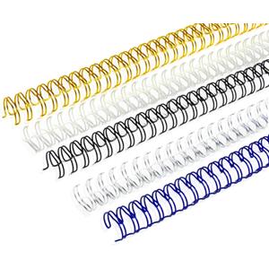 Rayson WR3264M Wire Binding Spines, Multicolor, 3:1 Pitch Double Loop Binding Wires 1/4 Inch, 32-Loop Wire Ring Pack of 100 with Black, Gold, Blue, White, Silver