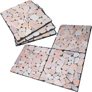 DIY Deck Tiles Natural Patio Marble Floors, Outdoor Garden Terraces Balcony Floors, Decking Easy to Install, Efficient Drainage (Pink)