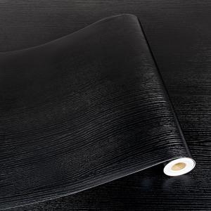 Peel and Stick Floor Tile - Black Wood Vinyl Flooring Roll Waterproof for Kitchen and Bathroom - 11.8in X 118in Self Adhesive Floor Tiles Removable