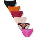 Amazon Essentials Women's Cotton Spandex Bikini Brief Underwear , Pack of 5, Dots/Floral/Multicolor, Medium